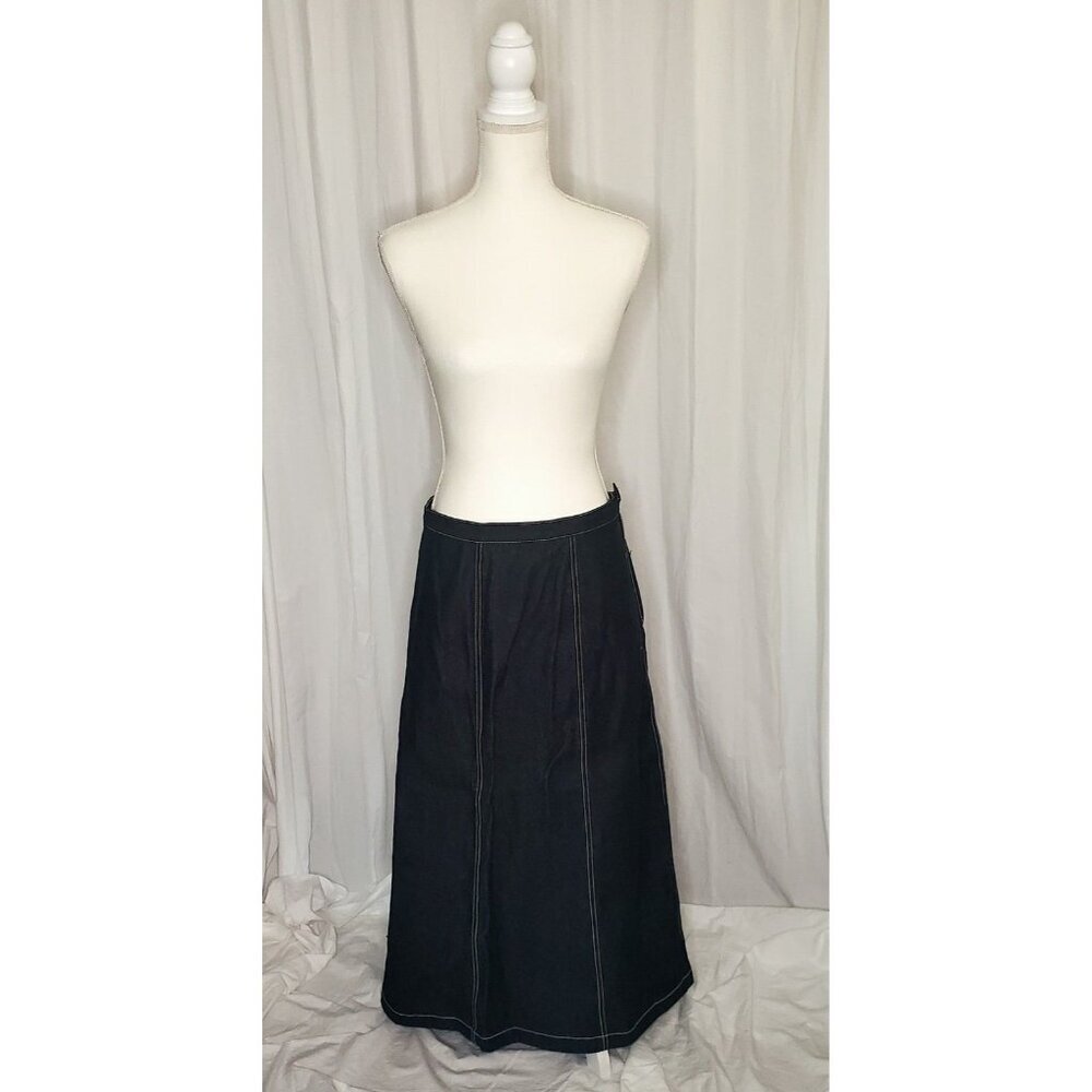 NWT Terry Lewis Plus Size 3XL A-Line Denim Jean Skirt Midi Dark Seamed Slimming